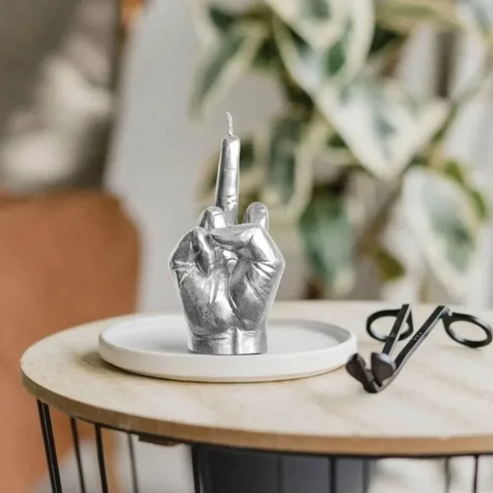 Middle Finger Scented Candle Black Danish Pastel Room Decor - Silver Small